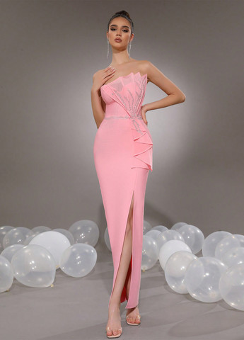 Світло-рожева святковий, вечірня сукня футляр SHEIN однотонна