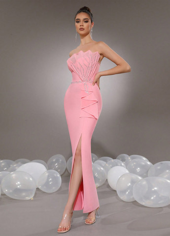 Світло-рожева святковий, вечірня сукня футляр SHEIN однотонна