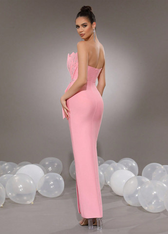 Світло-рожева святковий, вечірня сукня футляр SHEIN однотонна
