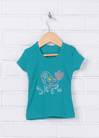 Бирюзовая летняя футболка с коротким рукавом Baby Art