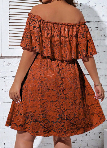 Світло-коричнева святковий сукня в стилі армпір, з відкритими плечима SHEIN однотонна