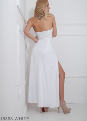 Білий кежуал оригінальне плаття-комбінезон з відкритою спиною і шлейфом lilian Podium однотонна