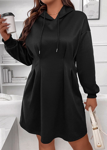 Черное кэжуал, спортивное платье платье-худи SHEIN однотонное