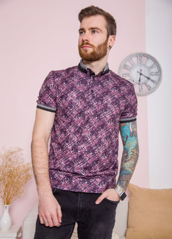 Сиреневая футболка-поло для мужчин Ager с геометрическим узором