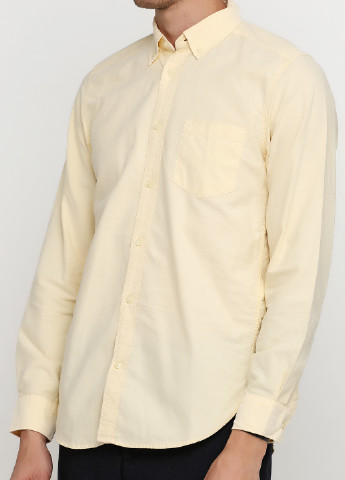 Желтая кэжуал рубашка однотонная H&M с длинным рукавом