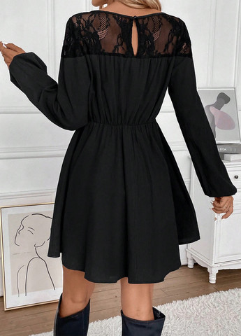 Черное кэжуал платье клеш SHEIN однотонное