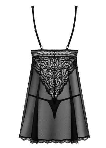 Полупрозрачное женское платье пеньюар бебидолл кружевное эротические белье наряд для секса "Sweetia" черный Obsessive (252460184)