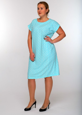 Голубое кэжуал платье Maxiline в горошек