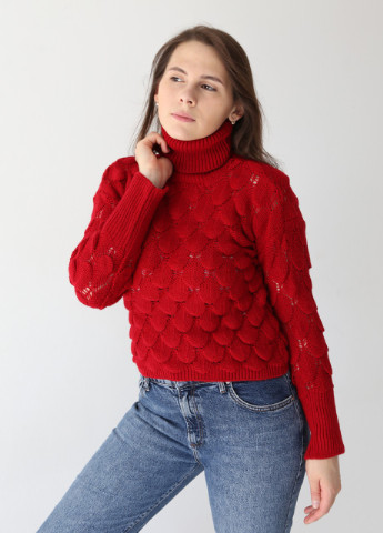 Красный демисезонный свитер женский красный укороченный вязаный Bebe Приталенный