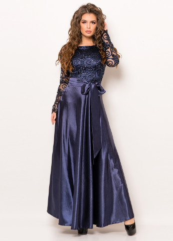 Темно-синее вечернее платье макси Issa однотонное