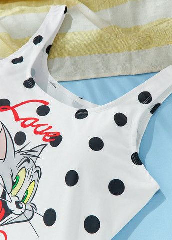 Белый летний купальник танк SHEIN