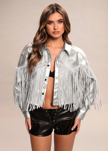 Срібна демісезонна куртка SHEIN