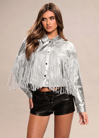 Срібна демісезонна куртка SHEIN