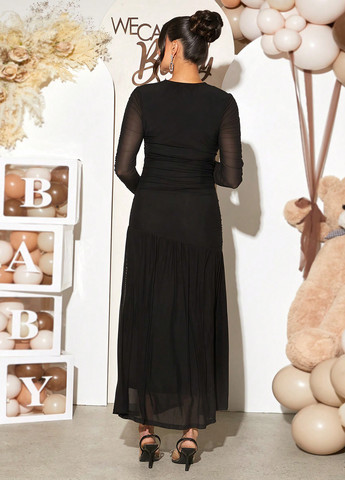 Черное кэжуал платье для беременных SHEIN однотонное