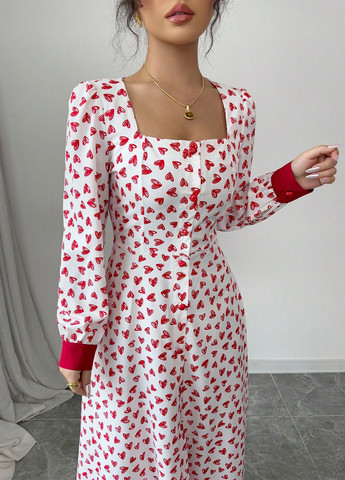 Білий кежуал сукня сукня-сорочка SHEIN сердечка