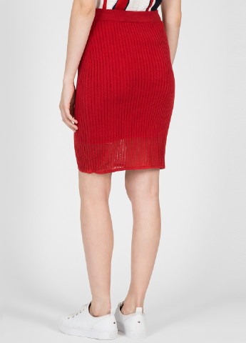 Красная кэжуал однотонная юбка Tommy Hilfiger плиссе
