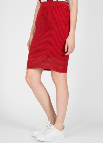 Красная кэжуал однотонная юбка Tommy Hilfiger плиссе