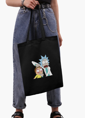 Еко сумка шоппер черная Рик и Морти (Rick and Morty) на молнии (9227-2082-BKZ) MobiPrint (236265401)
