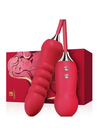 Пульсатор с вакуумным стимулятором Cathy Red на гибкой сцепке KisToy (254734232)