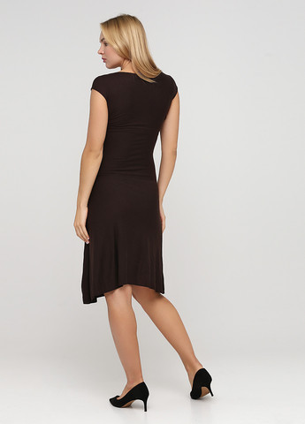 Темно-коричневое кэжуал платье на запах Ralph Lauren однотонное