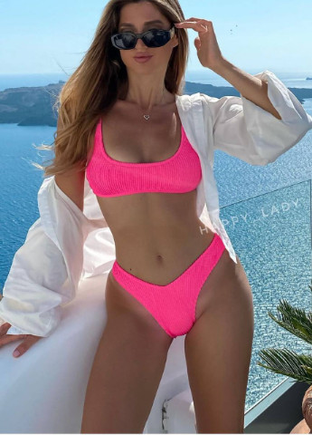 Розовый летний яркий женский купальник No Brand