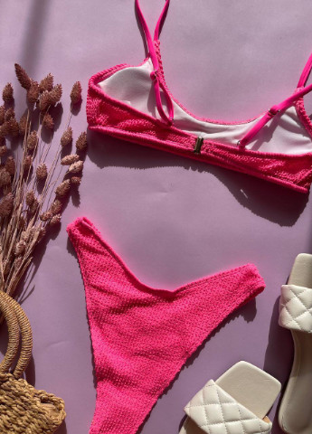 Розовый летний яркий женский купальник No Brand