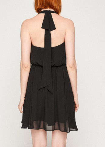 Чорна коктейльна сукня кльош, з відкритою спиною KOTON однотонна