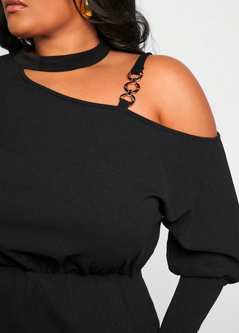 Чорна кежуал сукня в стилі армпір SHEIN однотонна