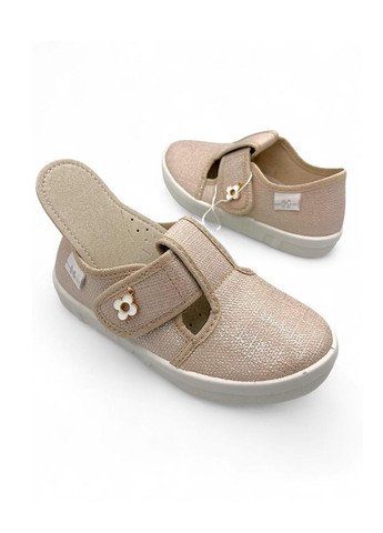 Бежевые тапочки Waldi с брошкой