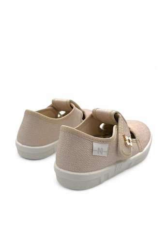 Бежевые тапочки Waldi с брошкой