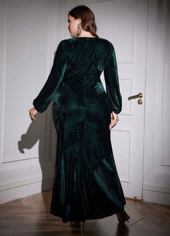 Темно-зелена вечірня сукня силуетна SHEIN однотонна