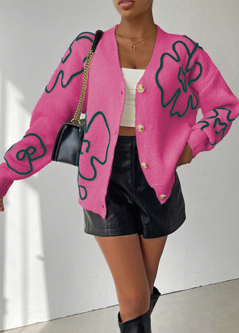 Розовый демисезонный кардиган SHEIN