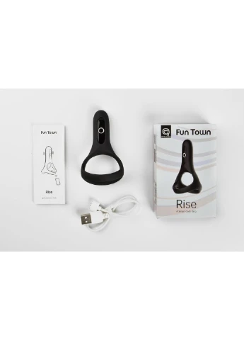 Двойное эрекционное кольцо Fun Town Rise Black, управление со смартфона Magic Motion (252586752)