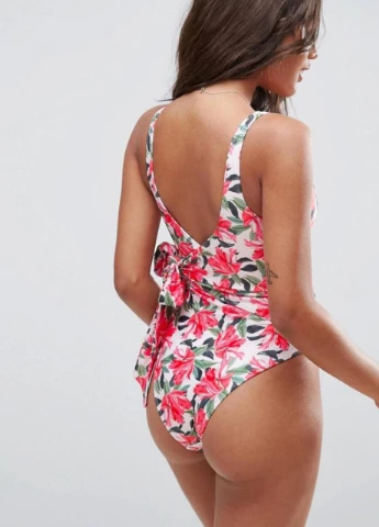 Рожевий літній цілісний купальник Asos