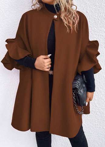 Коричневое демисезонное Пальто кейп SHEIN
