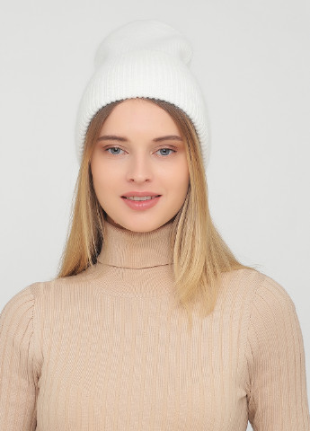 Теплая зимняя ангоровая женская шапка без подкладки 340220 Merlini бини однотонная молочная кэжуал ангора