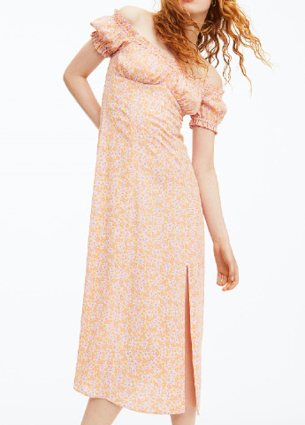 Помаранчева кежуал сукня H&M з квітковим принтом