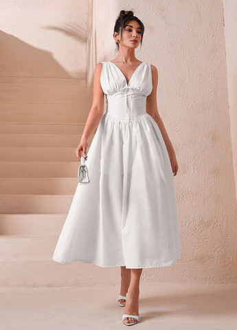 Білий вечірня, кежуал сукня а-силует SHEIN однотонна