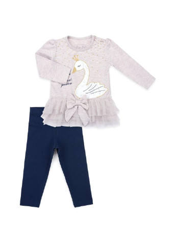 Бежевий демісезонний костюм десткий з лебедем (9959-86g-beige) Breeze