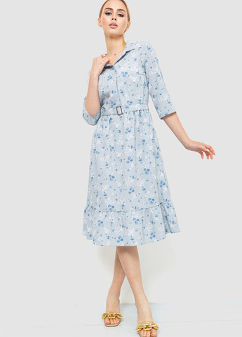 Светло-голубое кэжуал платье клеш Ager с цветочным принтом