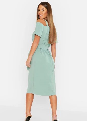Мятное кэжуал платье Boohoo однотонное