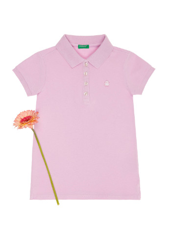 Розовая детская футболка-поло для девочки United Colors of Benetton с логотипом