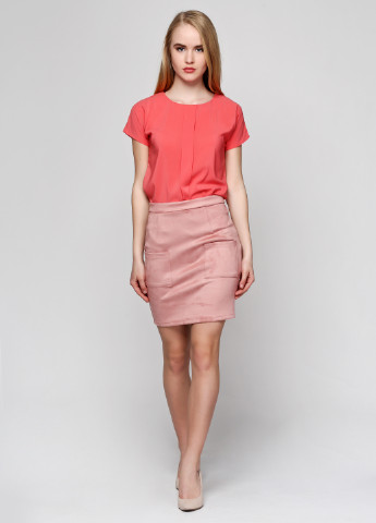 Розово-коричневая кэжуал однотонная юбка Ravol мини