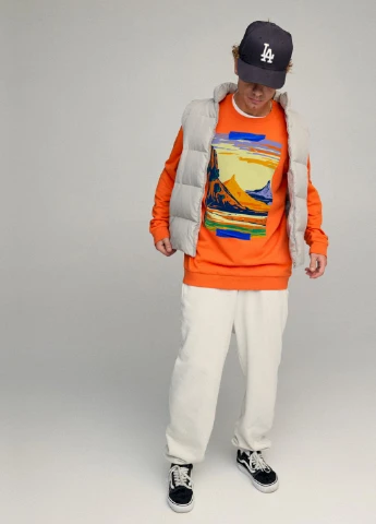 Помаранчевий світшот чоловічий oversize /no flis/ YAPPI (252259380)