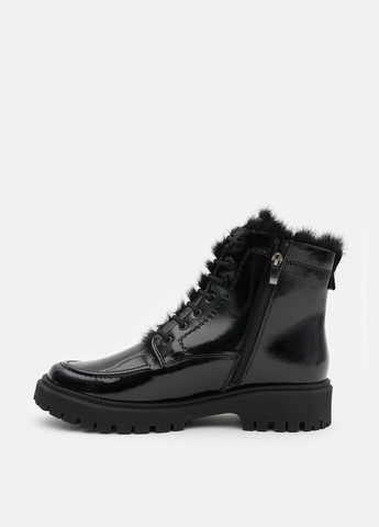 Зимние ботинки Madam Salon лаковые, со шнуровкой