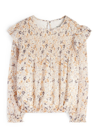 Светло-бежевая с абстрактным узором блузка C&A демисезонная