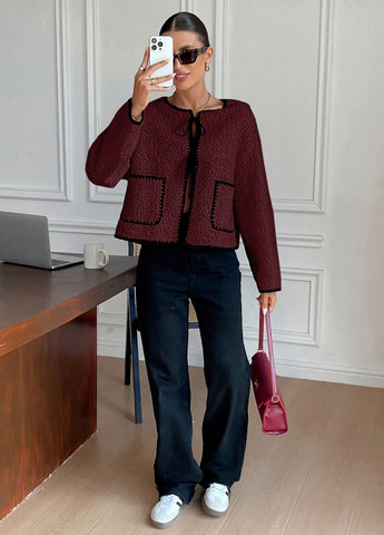 Темно-бордовый женский жакет SHEIN однотонный - демисезонный