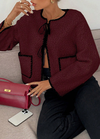 Темно-бордовый женский жакет SHEIN однотонный - демисезонный