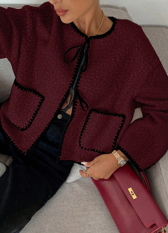 Темно-бордовый женский жакет SHEIN однотонный - демисезонный