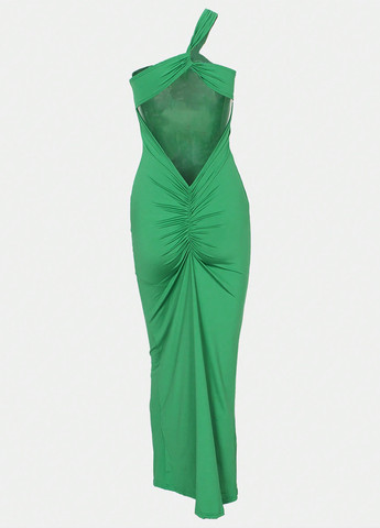 Зелена кежуал сукня з відкритою спиною SHEIN однотонна